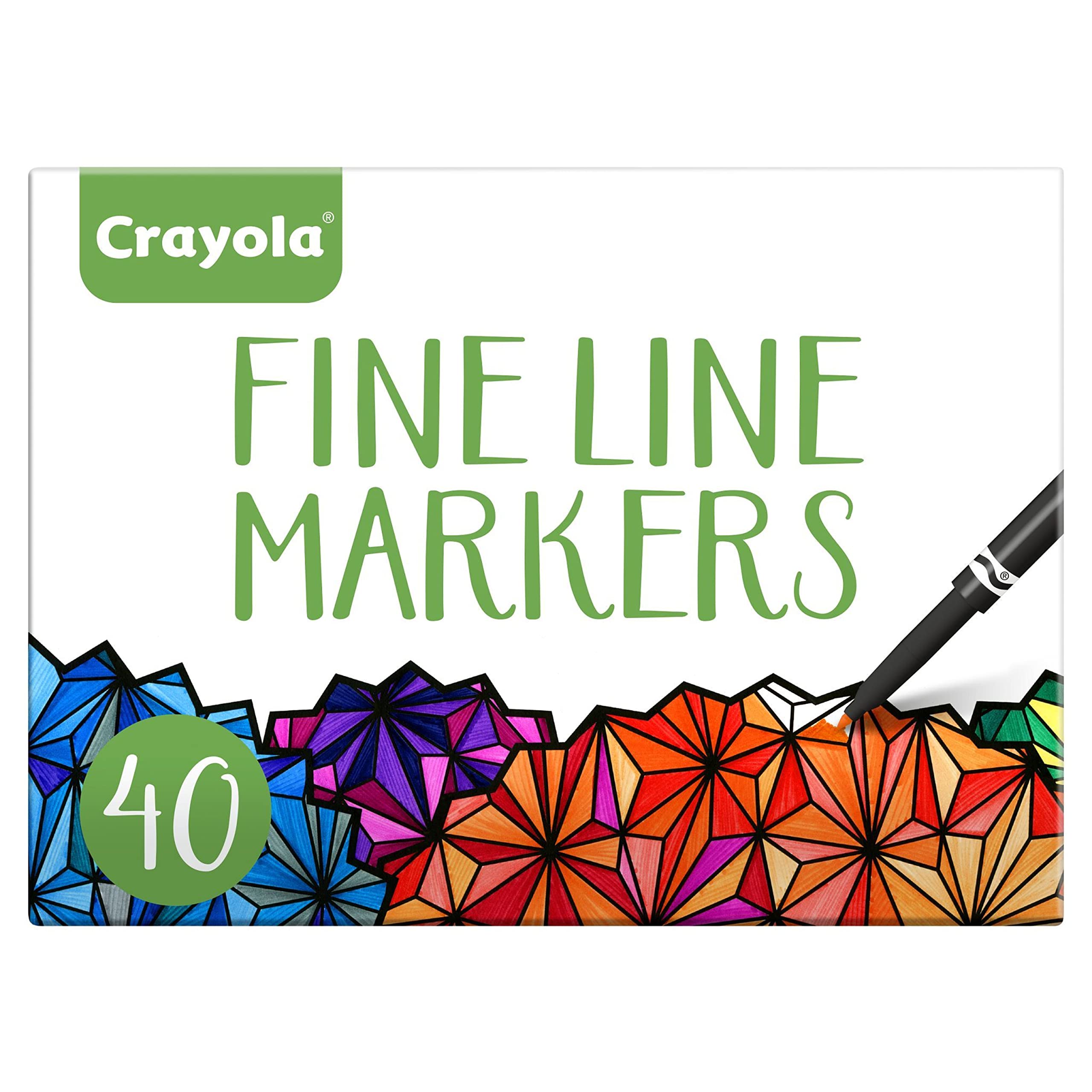 Crayola Fine Line Markers for Adults (40ct), Skinny Marker Set for Adult Coloring Books, Aesthetic Art Supplies, Stress Relief Activity, Coloring Supplies