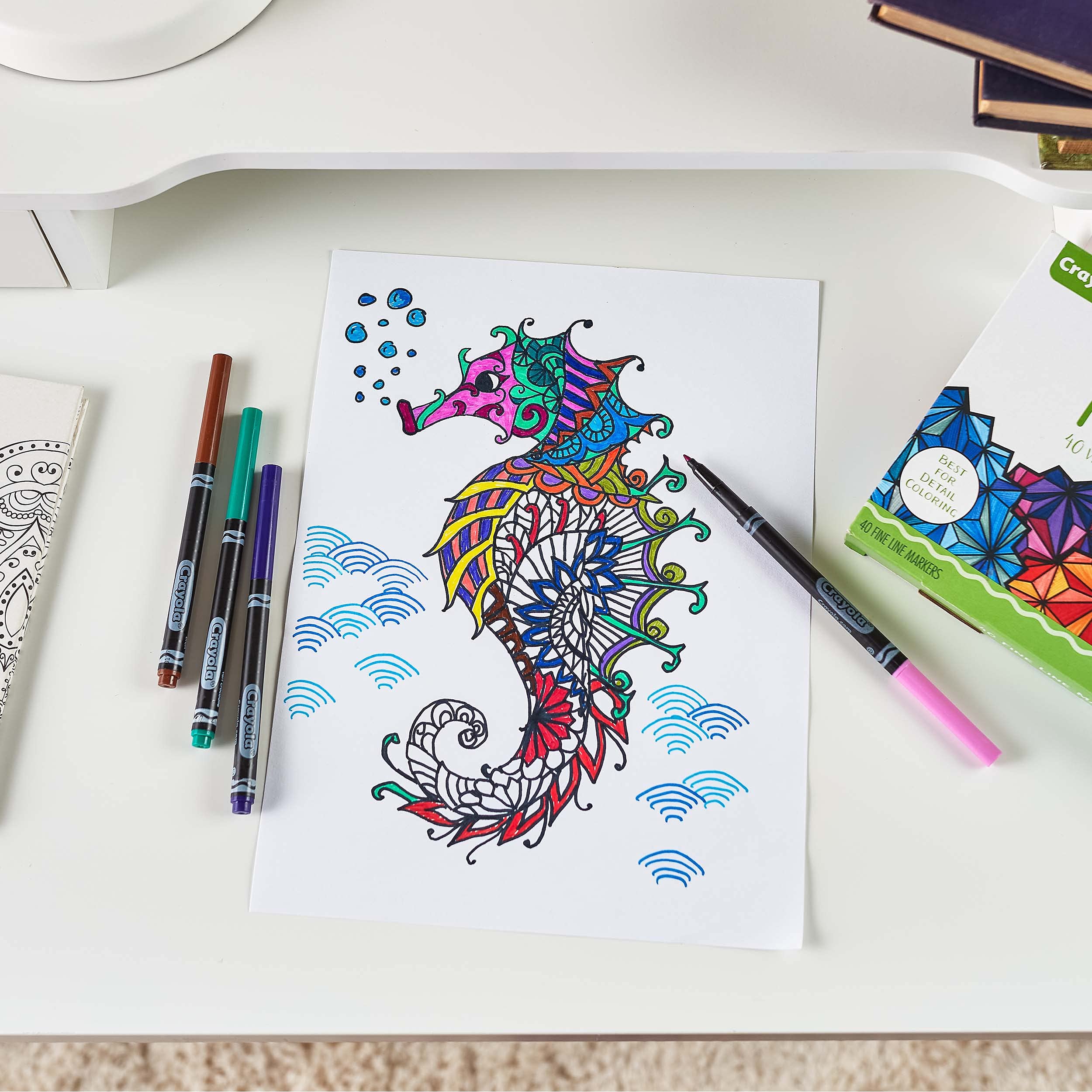 Crayola Fine Line Markers for Adults (40ct), Skinny Marker Set for Adult Coloring Books, Aesthetic Art Supplies, Stress Relief Activity, Coloring Supplies