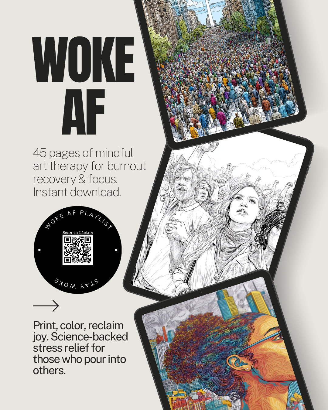 Changemaker Self-care - Digital Download: AMERICA WOKE AF Adult Coloring Book